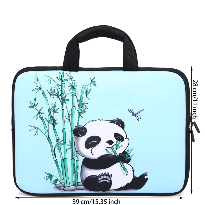 HAPLIVES 14 15 15.4 15.6 inch Laptop Handle Bag Computer Protect Case Pouch Holder Notebook Sleeve Neoprene Cover Soft Carrying Travel Case For Dell Lenovo Toshiba HP Chromebook ASUS Acer (Panda & Bamboo) - Image 2